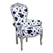 Erela Crested Fabric Lounge Chair In White And Black