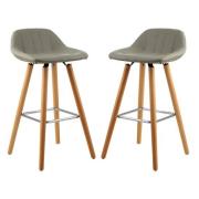 Porrima Grey Faux Leather Bar Stools In Pair