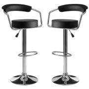 Scalo Black Faux Leather Bar Chairs With Chrome Base In A Pair