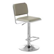 Porrima Light Grey Leather Seat And Chrome Base Bar Stool