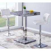 Topaz Melange Marble Effect Bar Table 2 Candid White Stools