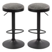 Remi Grey Woven Fabric Bar Stools With Black Base In A Pair