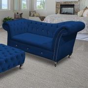 Izu Plush Velvet 2 Seater Sofa In Navy