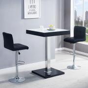 Topaz Glass White Black Bar Table 2 Coco Black Stools