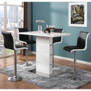 Parini White Gloss Bar Table With 4 Ritz Black White Stools