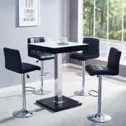 Topaz Glass White Black Bar Table 4 Coco Black Stools