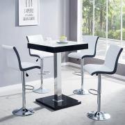 Topaz Glass White Black Bar Table 4 Ritz White Black Stools