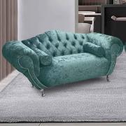 Huron Malta Plush Velour Fabric 2 Seater Sofa In Seaspray