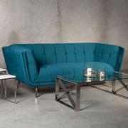 Sabina Upholstered Velvet 3 Seater Sofa In Teal