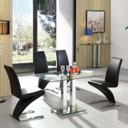 Jet Small Clear Glass Dining Table With 4 Demi Z Black Chairs