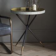 Cloral Round Metal Side Table With Tripod Base In Duck Egg Gold