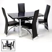 Paris Extending Black Glass Dining Table 4 Romeo Black Chairs