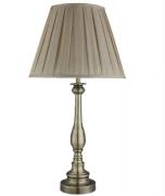 Antique Brass Table Lamp With Mink Pleated Fabric Shade