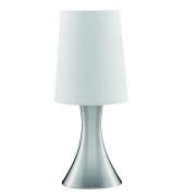 Satin Silver Touch Table Lamp With White Fabric Shade