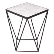 Shalom Square White Marble Top Side Table With Black Frame