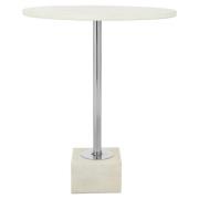 Mekbuda White Marble Top Side Table With Nickel Steel Base