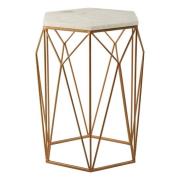 Shalom Hexagonal White Marble Top Side Table With Gold Frame