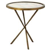 Menkent 46cm Glass Top Side Table With Antique Brass Frame