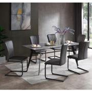 Cebalrai Glass Dining Set In Blue Mist With 6 Duplex PU Chairs