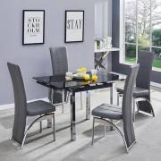 Paris Extending Grey Glass Dining Table 4 Ravenna Grey Chairs