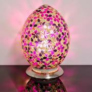 Izar Medium Magenta Flower Egg Design Mosaic Glass Table Lamp