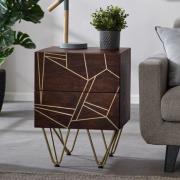 Chort Wooden Side Table In Dark Walnut With 2 Drawers