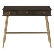 Nikawiy Wooden Console Table In Grey And Antique Brass