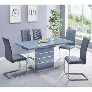 Parini Extending Grey Gloss Dining Table 4 Ronn Grey Chairs