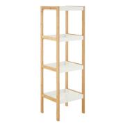 Nusakan Wooden 4 Tier Shelving Unit In White And Natural