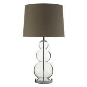 Lukano Grey Fabric Shade Table Lamp With Glass Metal Base