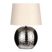 Loketa Beige Fabric Shade Table Lamp With Chrome Base