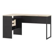 Frosk Corner 2 Drawers Computer Desk In Matt Black And Oak