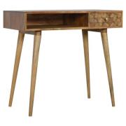 Tufa Wooden Diamond Carved Study Desk In Oak Ish