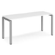 Arkos 1600mm Wooden Computer Desk In White With Silver Legs