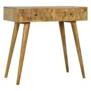 Tufa Wooden Pineapple Carved Console Table In Oak Ish