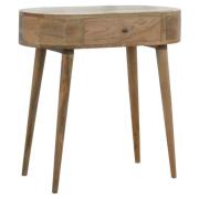 Logan Wooden Circular Console Table In Oak Ish With 1 Drawer