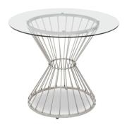 Anza Round Clear Glass Top Dining Table With Silver Metal Base