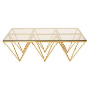 Alluras Large Clear Glass Coffee Table With Gold Spike Frame