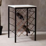 Casa Square White Marble Side Table With Wine Rack