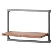 Livan Medium Wooden Shelf In Brown With Gun Metal Frame