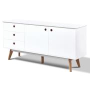 Benecia Wooden Sideboard With 2 Doors And 3 Drawers In White