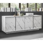 Corvi Wooden Sideboard In White Marble Effect With 4 Doors