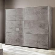 Abby Medium Sliding Wardrobe In Grey Marble Effect Gloss