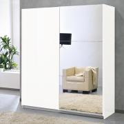 Abby Large Mirrored Wooden Sliding Wardrobe In White