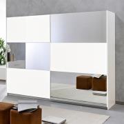 Abby Mirrored Sliding Wooden Wardrobe In White