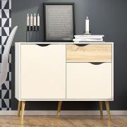 Oklo Small 2 Doors 1 Drawer Sideboard In White And Oak