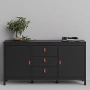 Barcila 2 Doors 3 Drawers Wooden Sideboard In Matt Black