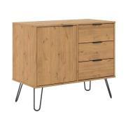 Avoch Wooden Sideboard In Waxed Pine With 1 Door 3 Drawers