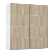 Wonk Wooden Sliding Doors Wardrobe In White Oak With 2 Shelves