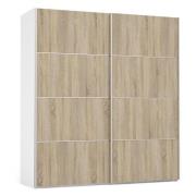 Wonk Wooden Sliding Doors Wardrobe In White Oak With 5 Shelves